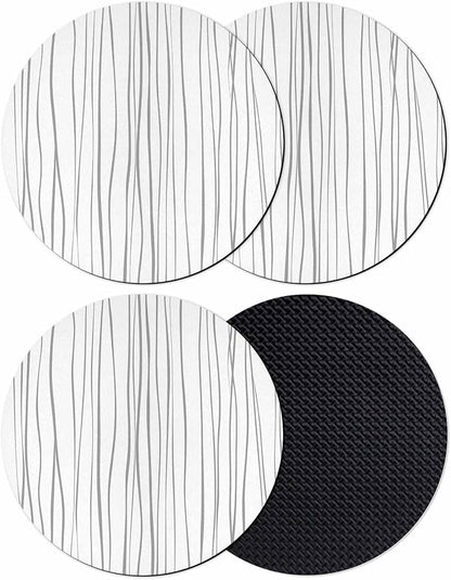 Gray Coasters Set of 4, Abstract Lines Gradient Minimalist Modern Texture Soft by PIEPLE