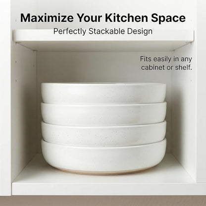 Gencywe 8.3" Pasta Bowls Set of 4, 34 oz Ceramic Salad Bowls, Wide and Shallow - Image 9