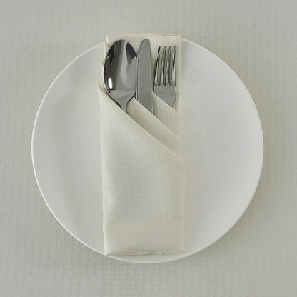 maxmill Cloth Napkins 20 x 20 Inch Weaved Texture Pattern Soft Comfortable and Luxury Serviette for Restaurant Family Dinners Weddings Parties and Banquets Set of 4 Pieces, Ivory
