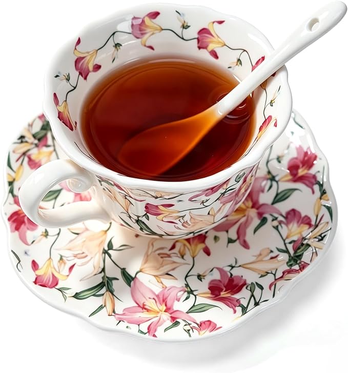 Bone China Tea Cup and Saucer Set - Image 2
