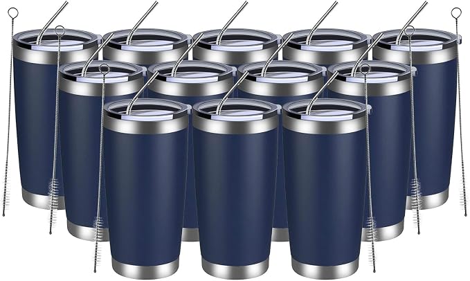 MEWAY 20oz Tumbler 12 Pack Double Wall Vacuum Insulated Travel Mug Bulk by MEWAY