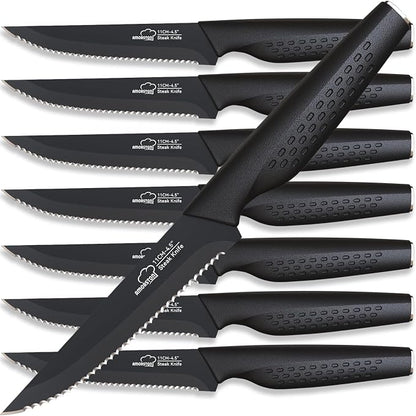 Steak Knives, Steak Knives Set of 8, Stainless Steel Steak Knife Set, Serrated by Amorston