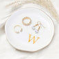 ProCase Ceramic Jewelry Tray, Initial Ring Dish Trinket Plate Engagement Gift, Small Personalized Monogram Ring Bowl for Wedding, White Decorative Jewelry Holder for Women Vanity -Letter W