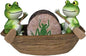 Frog Coasters Set of 6 Rustic Coasters in Handmade Canoe Drink Coffee Mug Wine Beer Bar Round Table Decorative Cute Log Cabin Decor for The Home
