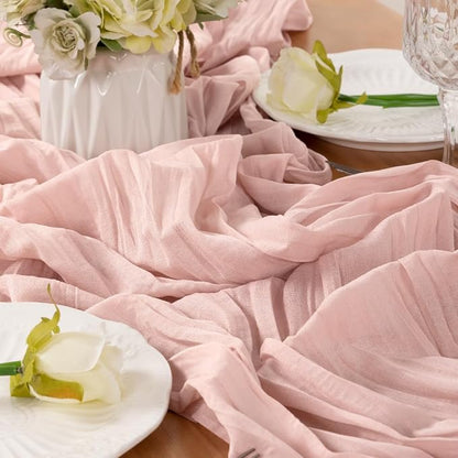 Dusty Pink Cheesecloth Table Runner 160 Inches 14 Ft Gauze Table Runner | - Image 6