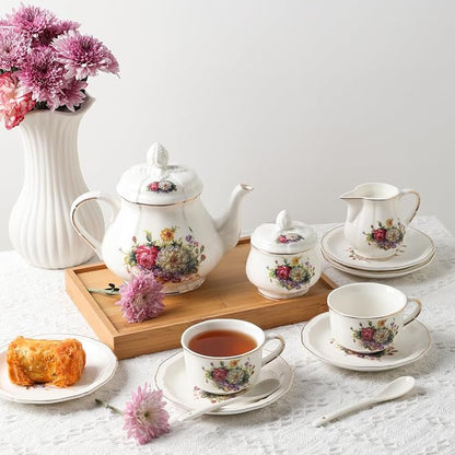 Sweejar 23 Pcs Floral Tea Sets - Image 6