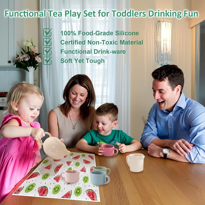 Silicone Tea Set for Toddlers Aged 0+ Months | Real or Play Tea Party Set for - Image 5