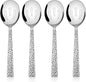 E-far Hammered Slotted Serving Spoons, 4-Piece Stainless Steel Tablespoons Hostess Serving Utensils Set for Catering Buffet Party Wedding Kitchen Restaurant, Dishwasher Safe