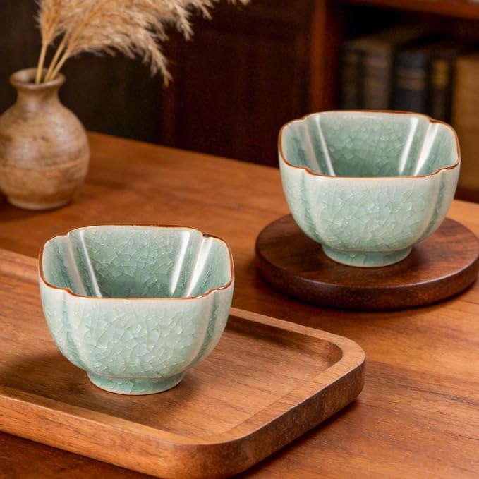 KAMMAK Japanese Tea Cups, 4 Oz Small Handmade Ceramic Teacups, Loose Leaf and - Image 7