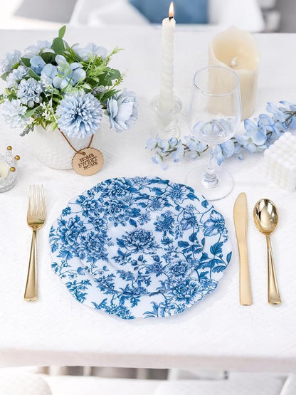 20PCS Blue Plastic Plates - Image 3