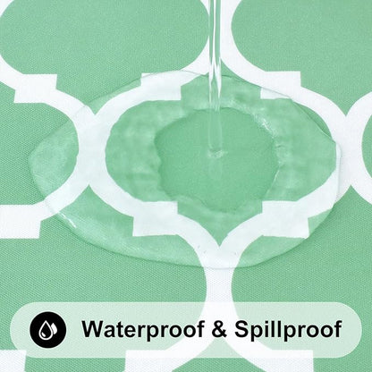 Smiry Round Plastic Table Cloth, Waterproof Vinyl Tablecloth with Flannel Backing for Round Tables, Wipeable Spillproof Tablecloths for Dining, Camping and Indoor (60" Round, Sage Green)