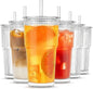INSETLAN 6-Piece Glassware Set – 20 oz Ribbed Glass Tumblers by INSETLAN