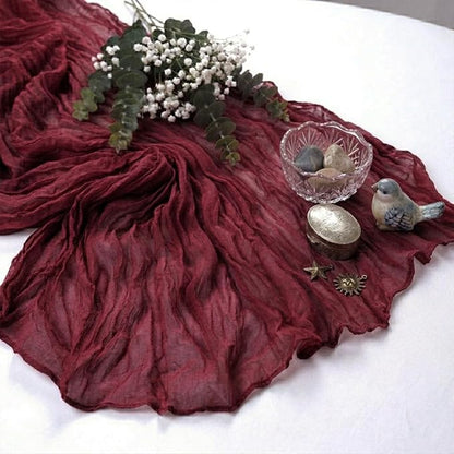 10 Pack Burgundy Cheesecloth Table Runner 17 x 108 Inch | Boho Gauze Fabric - Image 6