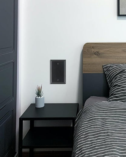 2-Pack Single Blank Wall Plates, Durable Solid Zinc Alloy Blank Outlet Covers, Decorative Black Wall Plate Cover for Unused Outlets/Switches, Corrosion Resistant