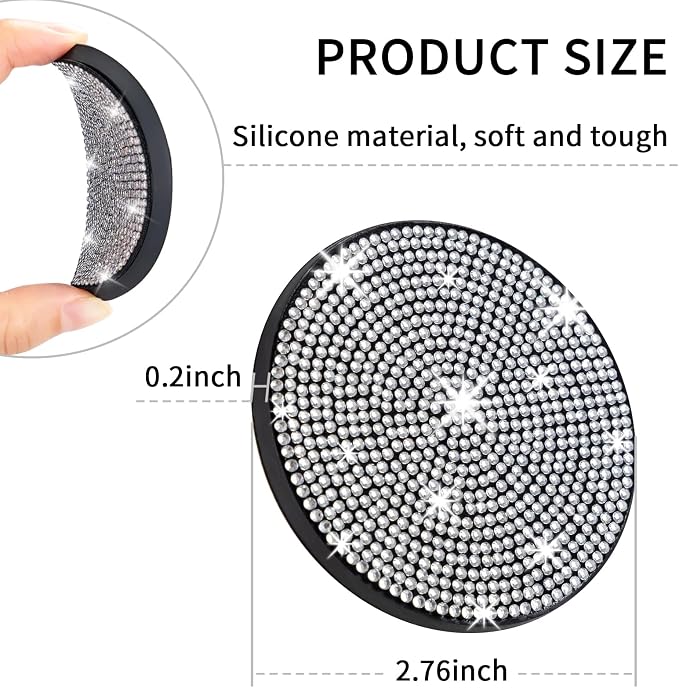 4 Pack Bling Car Coasters, Car Cup Holder Coaster, Rhinestone Coaster - Image 6