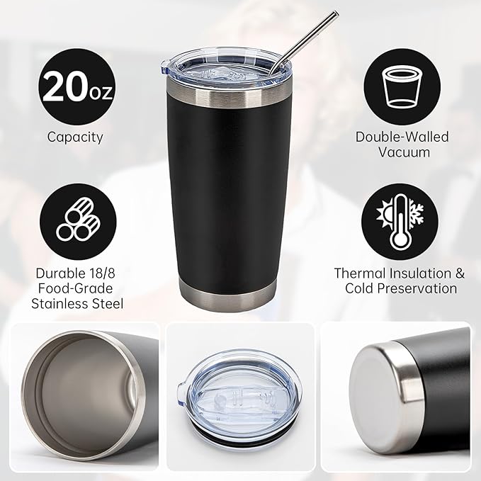 IEOVIEE 32 Pack 20oz Stainless Steel Insulated Bulk Tumblers - Image 5