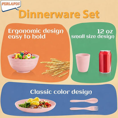 Wheat Straw Dinnerware Sets for 4, 20 Piece Unbreakable Kids Dinnerware Set - Image 7