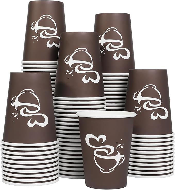 Clawsoff 100 Count 12 oz Coffee Cups Disposable Paper Hot Coffee Cups Brown | by BuyNow