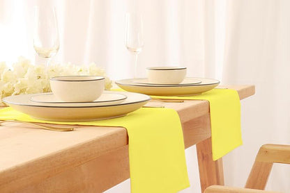 PurpleEssences Set of 12 Cloth Dinner Napkins 100% Cotton 18x18 Inch - Soft Durable Washable - Ideal for Farmhouse Party Christmas Holiday Winter - Perfect Everyday Use Table Linen - Yellow