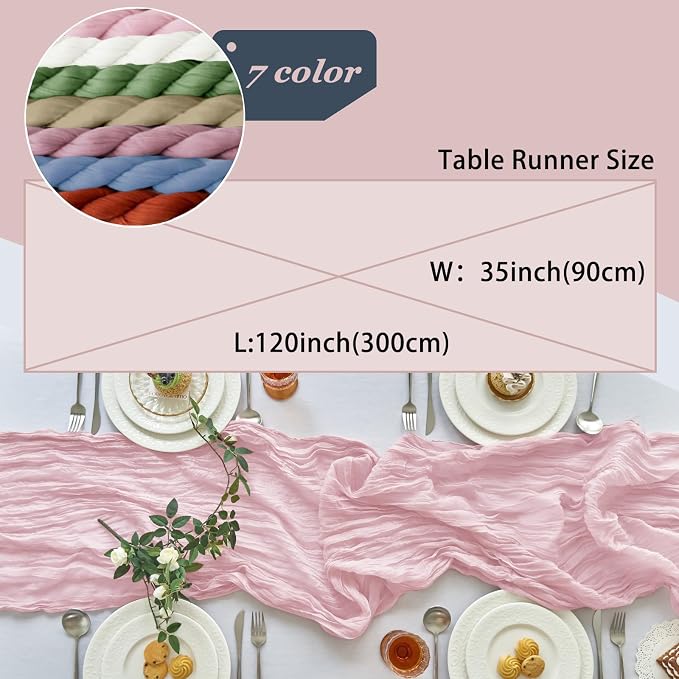 IVAPUPU Pink Table Runner 120 Inches - Image 4