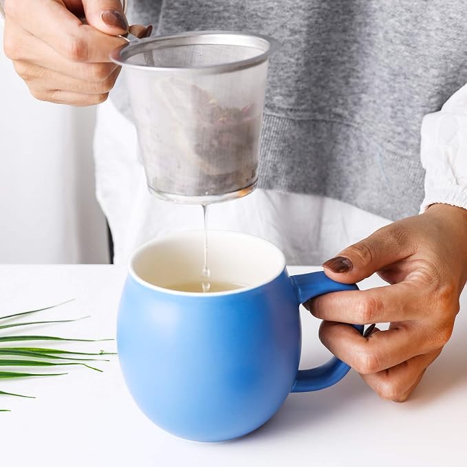 Yundu 12 OZ Matte Blue Ceramics Teacup - Image 4