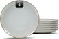 Organic Shape Highland Ceramic Dinner Plates, 6pcs 10.5 Inch Handmade Reactive Glaze Dinnerware Sets with Wavy Edge, for Kitchen, Microwave & Dishwasher Safe, Scratch Resistant-grey
