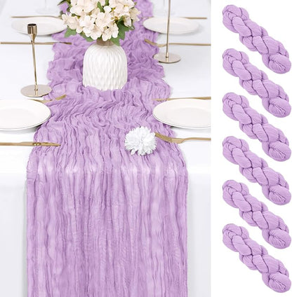 6 Pack Lavender Cheesecloth Table Runner 17x108 Inch Semi Sheer Boho Gauze by Unknown
