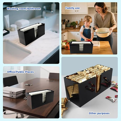 Paper Towel Holder for Countertop, Black Acrylic Napkin Dispenser – Fits Multifold, C-Fold & Z-Fold Trifold Towels, Durable 5mm Thick for Bathroom, Kitchen, Restaurant & Toilet(4pcs)