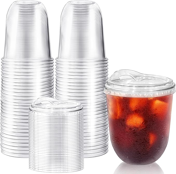 50 Pack 12 oz Clear Plastic Iced Coffee Cups by Alaeseje