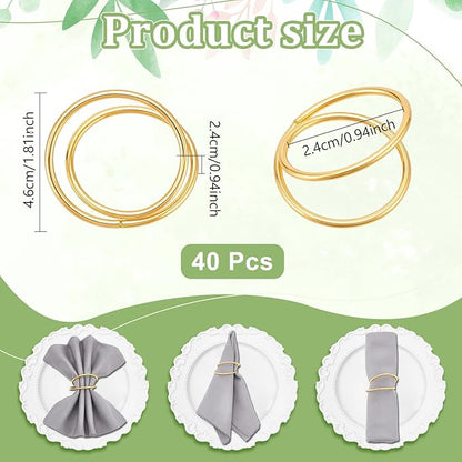 Peacoblue 40Pcs Gold Spiral Napkin Rings Holders with 1Pcs Box, Modern Stainless Steel Napkin Ring Holders for Table Decor Settings, Vintage Napkin Ring for Wedding Christmas Thanksgiving Day Party