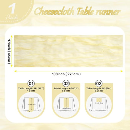 Yellow Cheesecloth Table Runner Summer Halloween Christmas 10Ft Cheese Cloth - Image 3