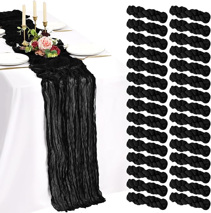 30 Pack Cheesecloth Table Runner 10FT Black Table Runner Boho Gauze Cheese by Showgeous
