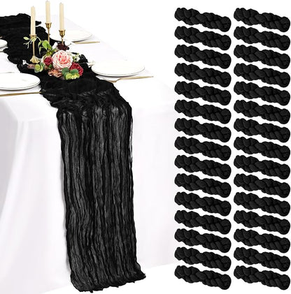 30 Pack Cheesecloth Table Runner 10FT Black Table Runner Boho Gauze Cheese by Showgeous