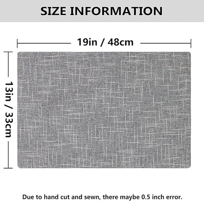 Kevin Textile Table Mats Set of 4 Heat Resistant Washable Placemats for Parties Buffet Dinner, 13 x 19 inches, Light Grey