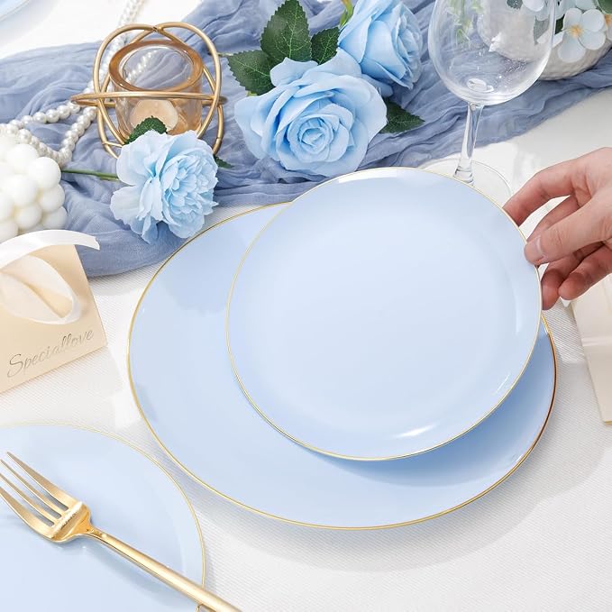 PULOTE 100PCS Blue Plastic Plates - Image 4