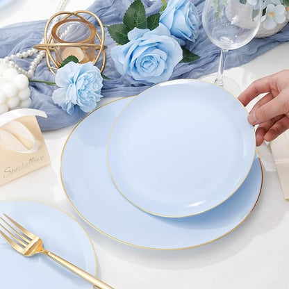 PULOTE 100PCS Blue Plastic Plates - Image 4