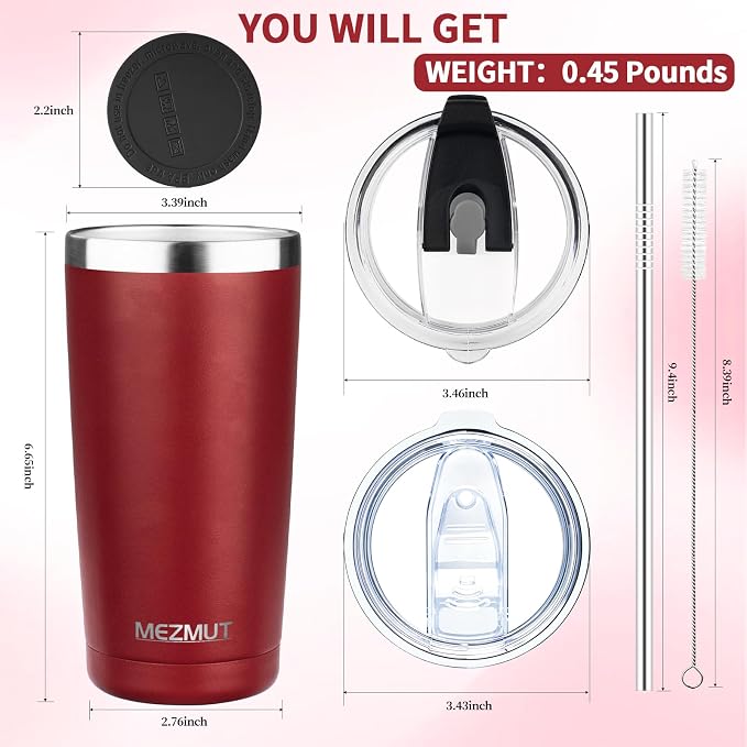 MEZMUT 20oz Insulated Tumbler Cup Travel Coffee Mug - Image 3