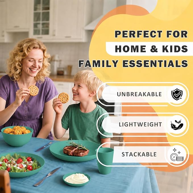 Unbreakable Wheat Straw Dinnerware Set 16 PCS - Image 8