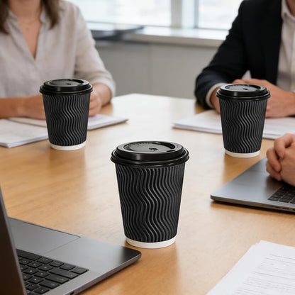 Lamosi 50 Pack 10 oz Disposable Coffee Cups - Image 6