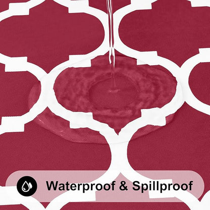 Smiry Rectangle Table Cloth, Waterproof Vinyl Tablecloth with Flannel Backing for Rectangle Tables, Wipeable Spillproof Plastic Tablecloths for Dining, Camping, Indoor and Outdoor (52"x70", Burgundy)