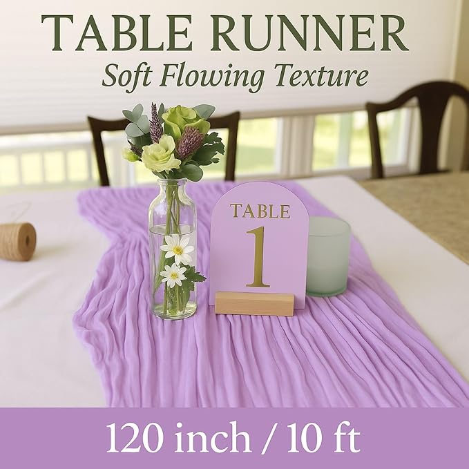 6 Pack Lilac 10FT Purple Cheesecloth Table Runner –120 Inch Boho Gauze Table - Image 2