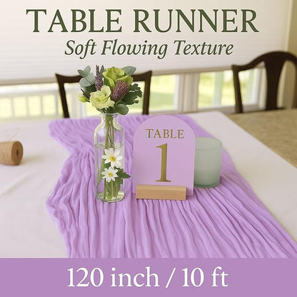 6 Pack Lilac 10FT Purple Cheesecloth Table Runner –120 Inch Boho Gauze Table - Image 2