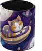Leather Pen Holder for Desk, Planet Cat Pencil Cup Pen Organizer Makeup Brush by Unknown