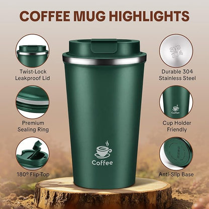 17oz Travel Coffee Mug, Leakproof Vacuum Coffee Cup Insulated Tumbler | 304 - Image 3