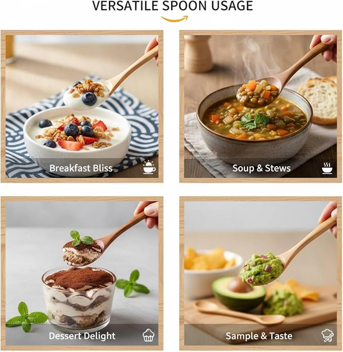 Acacia Wood Spoon Set, Long Wooden Mixing Spoons（4 PCS） | Honey Spoons - Image 5