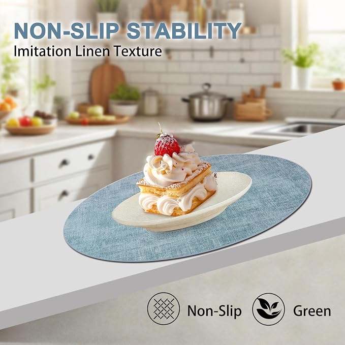 Round Faux Leather Placemats and Coasters, Reversible Heat Resistant Non-Slip - Image 4