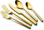 Alata Potter Gold 20-Piece Forged Silverware Set with Utensil-Serving Set, Service for 4, Stainless Steel Flatware Set, Modern Design with Mirror Finish, Ideal for Home, Kitchen, Party, Camping