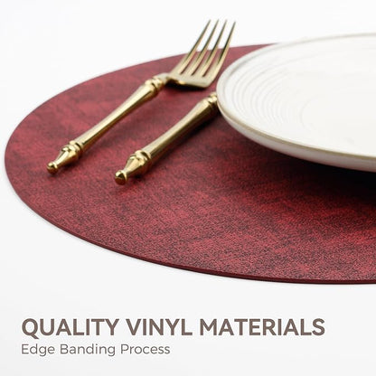 13"Round Placemats Set of 6, Reversible Faux Leather Heat Resistant Table Mats - Image 5