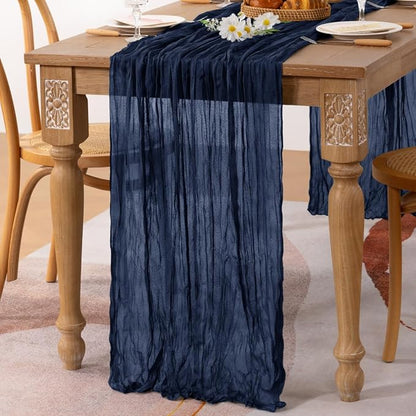 3 Pack Navy Blue Cheesecloth Table Runner 10ft Rustic Outdoor Decor | - Image 6