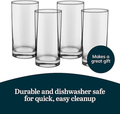 Libbey Heavy Base Drinking Glasses Set of 8, 15.5 Oz Elegant, Weighted Clear Water Glasses, Dishwasher Safe Glass Cups Set for Parties, Birthdays